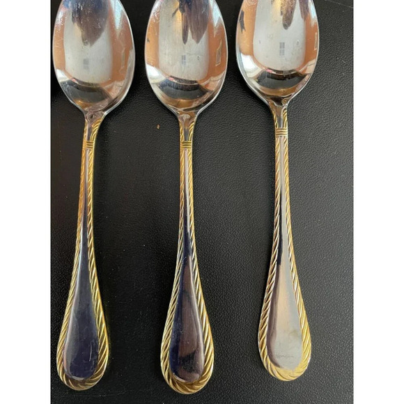 Cambridge Carlyle Gold Accents Rope Stainless Steel Tablespoons Set Of‎ 5 - Picture 4 of 6